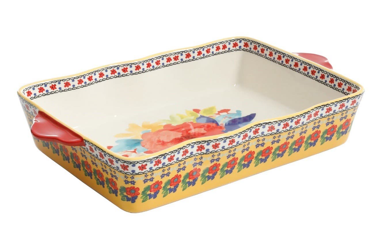 Pioneer Woman Fiona Floral Bakeware  Rectangular 4.4 And 3.3 Qt Set  New 3