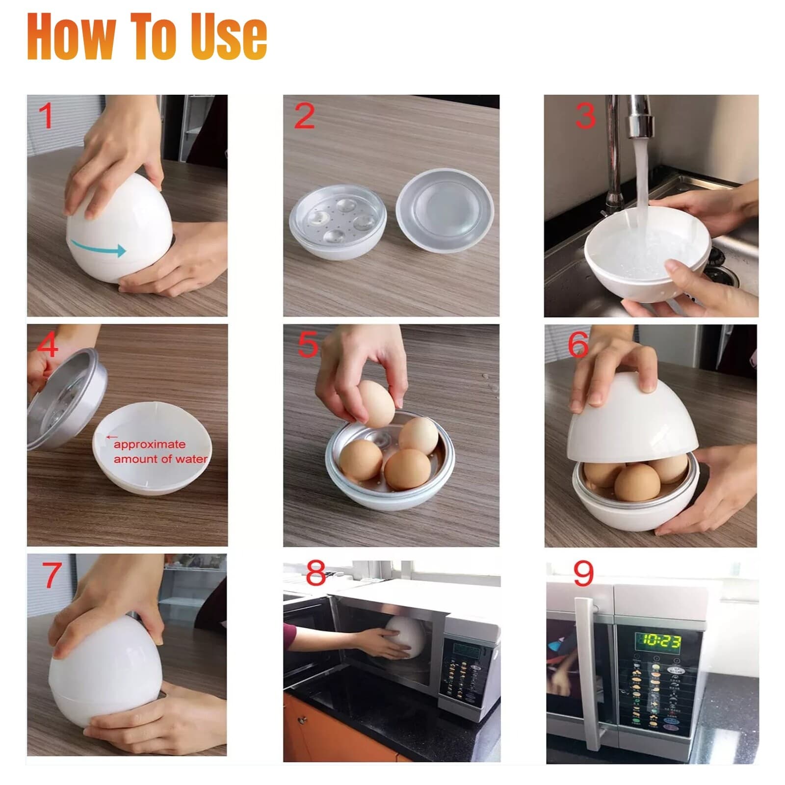 Egg Pod Microwave Oven Cooker Boiler 4 Eggs Steamer Hard Boiled Detached Shell 5
