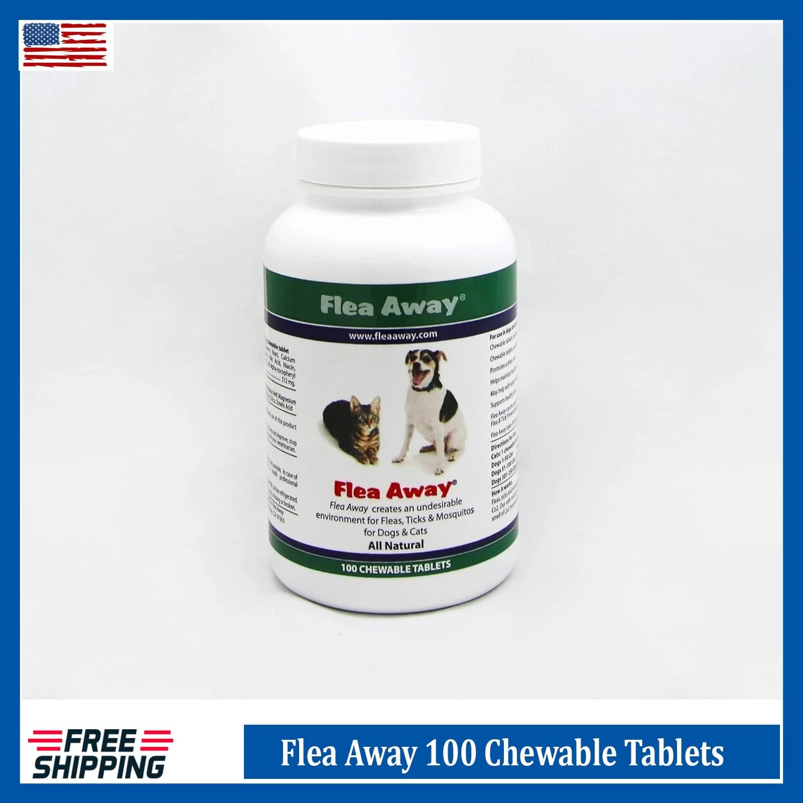 Flea Away 100 Chewable Tablets Flea, Tick & Mosquito Repellent for Dogs & Cats