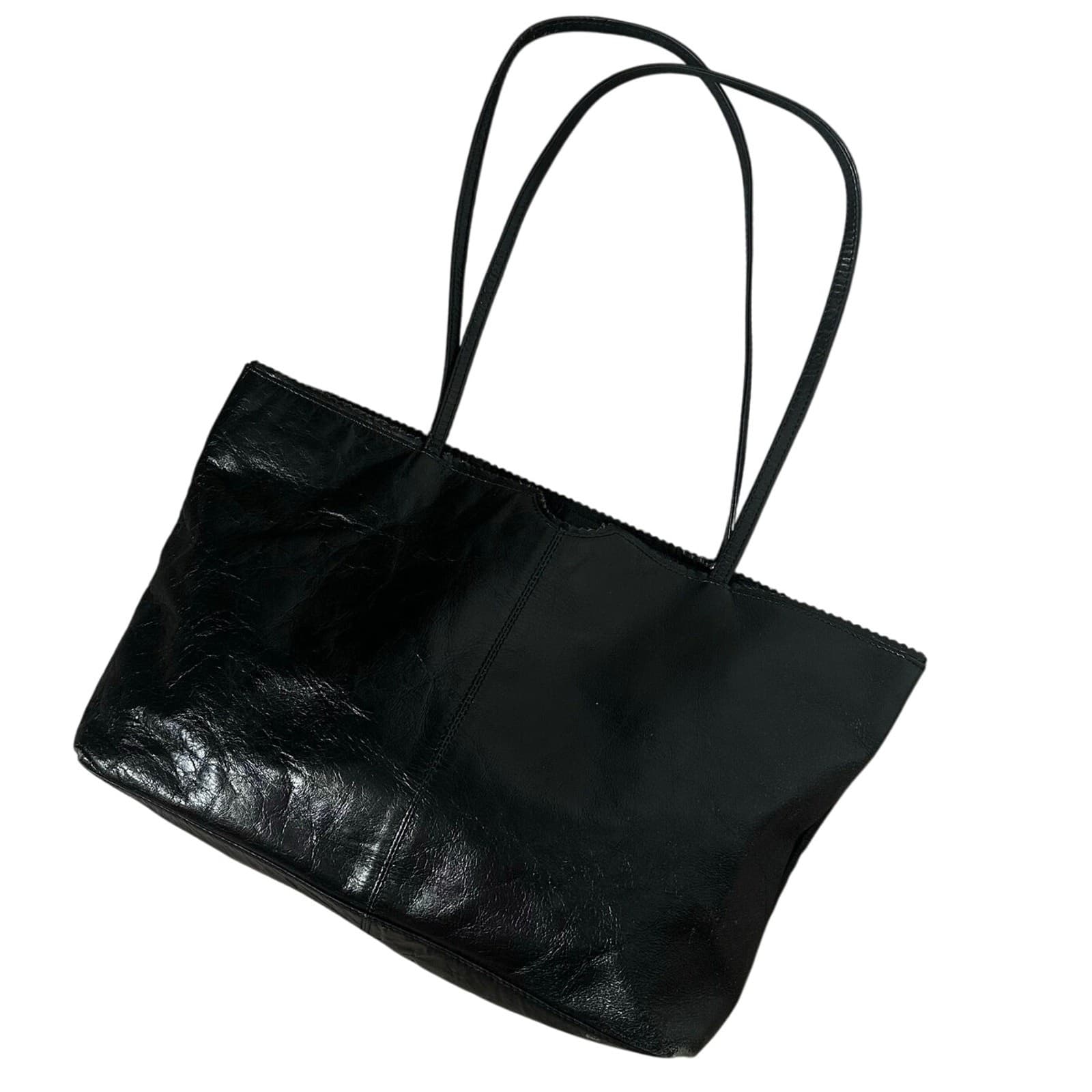 Latico NJ USA Carmen Black Genuine Leather Shoulder Tote Bag Zipper Floral Lined 6