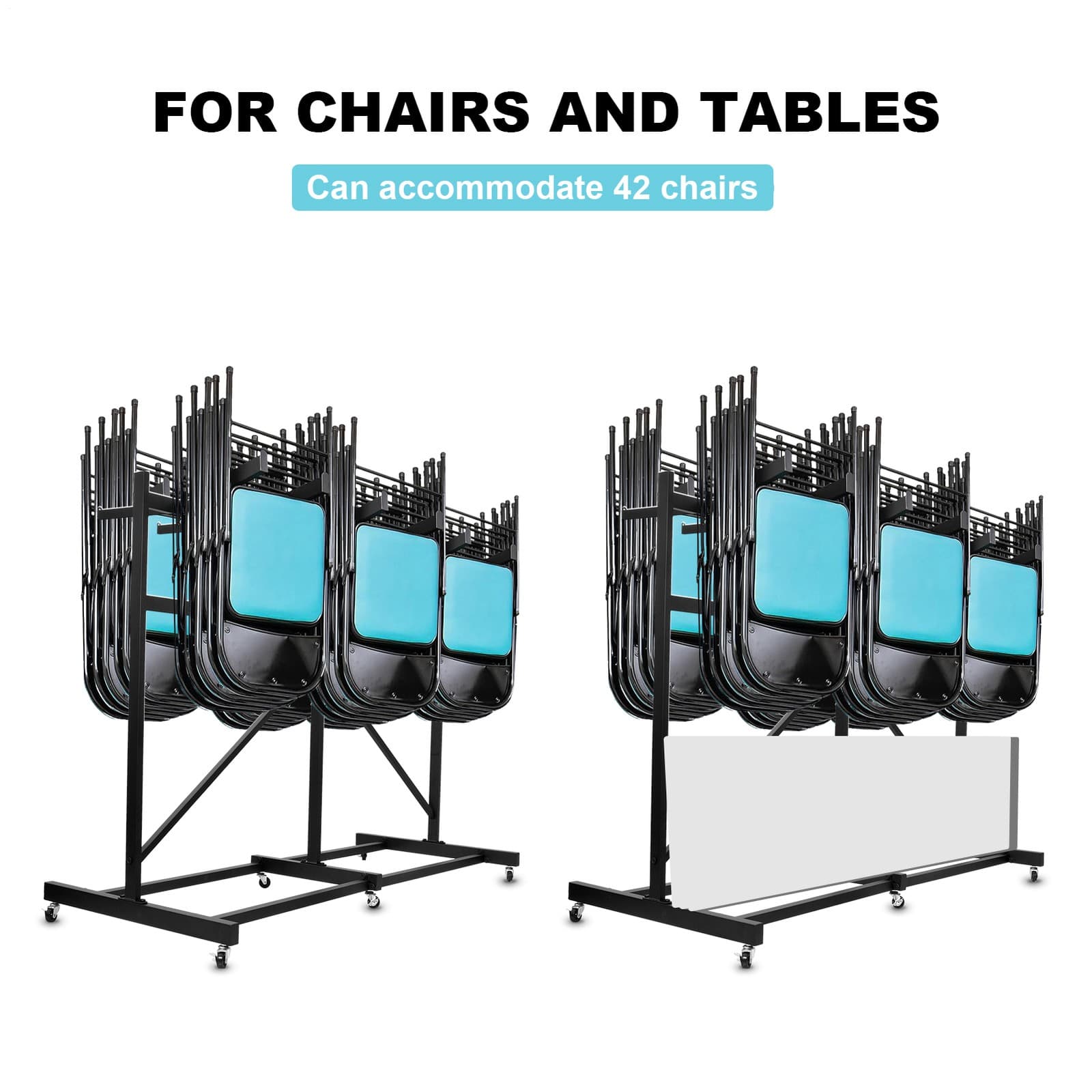 Folding Table and Chairs Cart -42 Folding Chairs Capacity, Heavy Duty 6