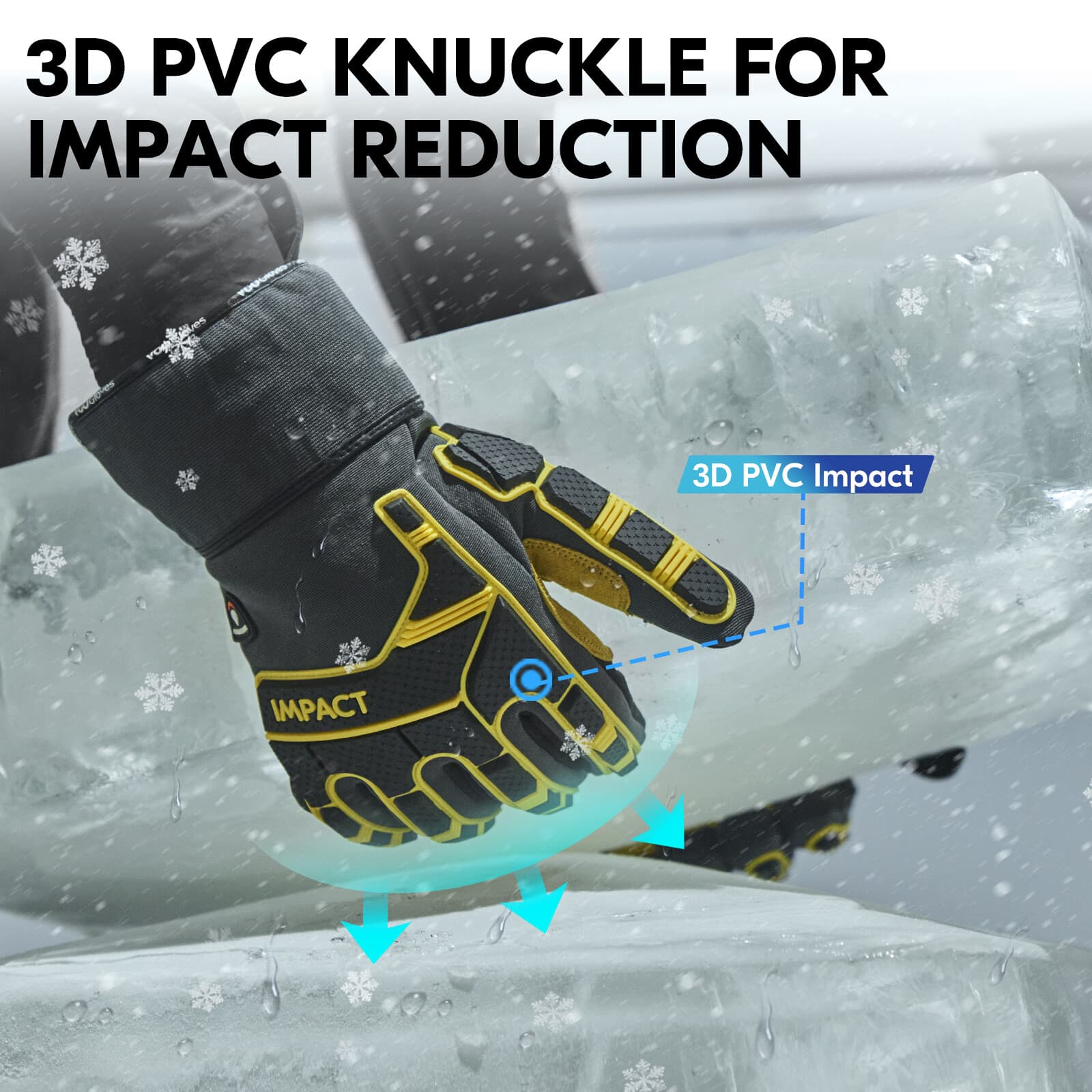 Vgo 1Pair 32°F Lined Winter Waterproof Pig Leather Work Gloves (PA7756FLWP-GRA) 4