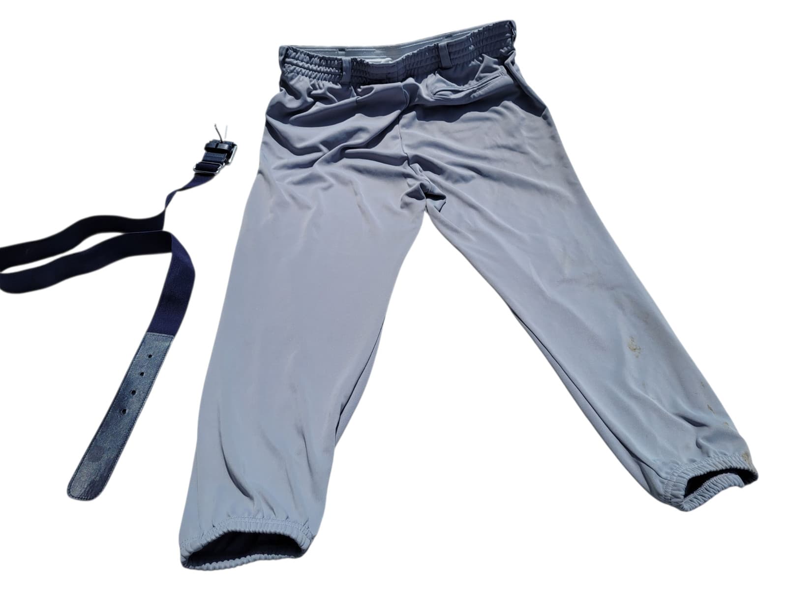 Softball Pants A4 Unisex Adult XL Gray and Bonus Elastic Blue Belt 2