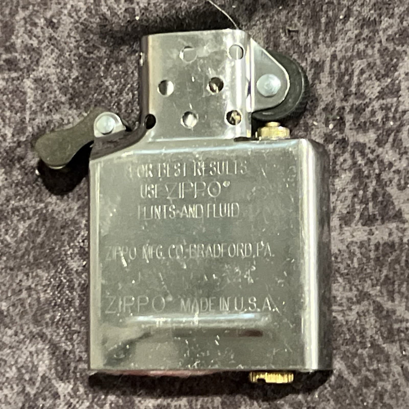 UNFIRED Zippo Lighter Insert Only -  Chrome Replacement -Full Size - W/Flint 4