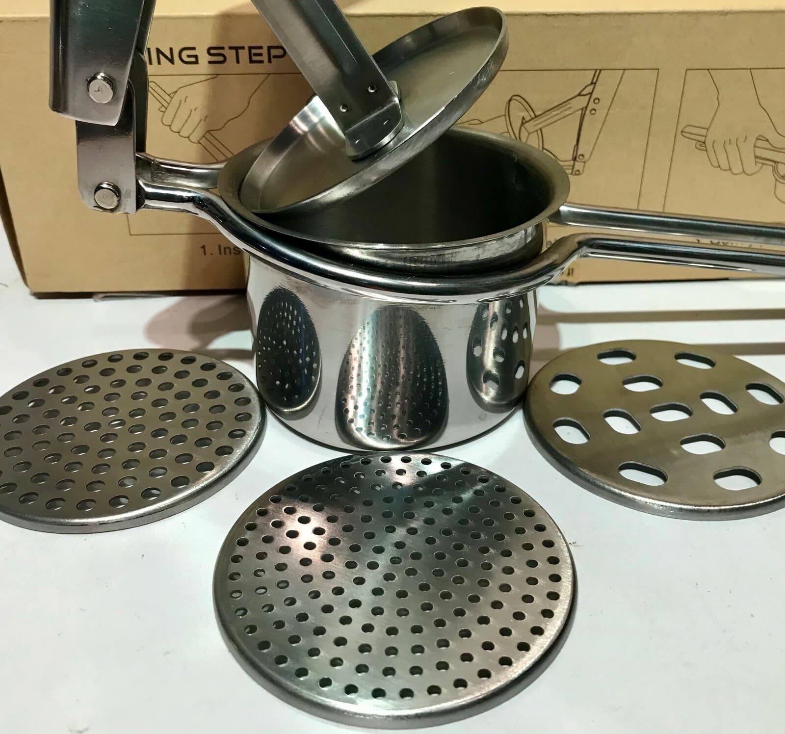 ALISKID Stainless Steel Multi Function Grater 3 Interchangeable Disks Orig Box 4