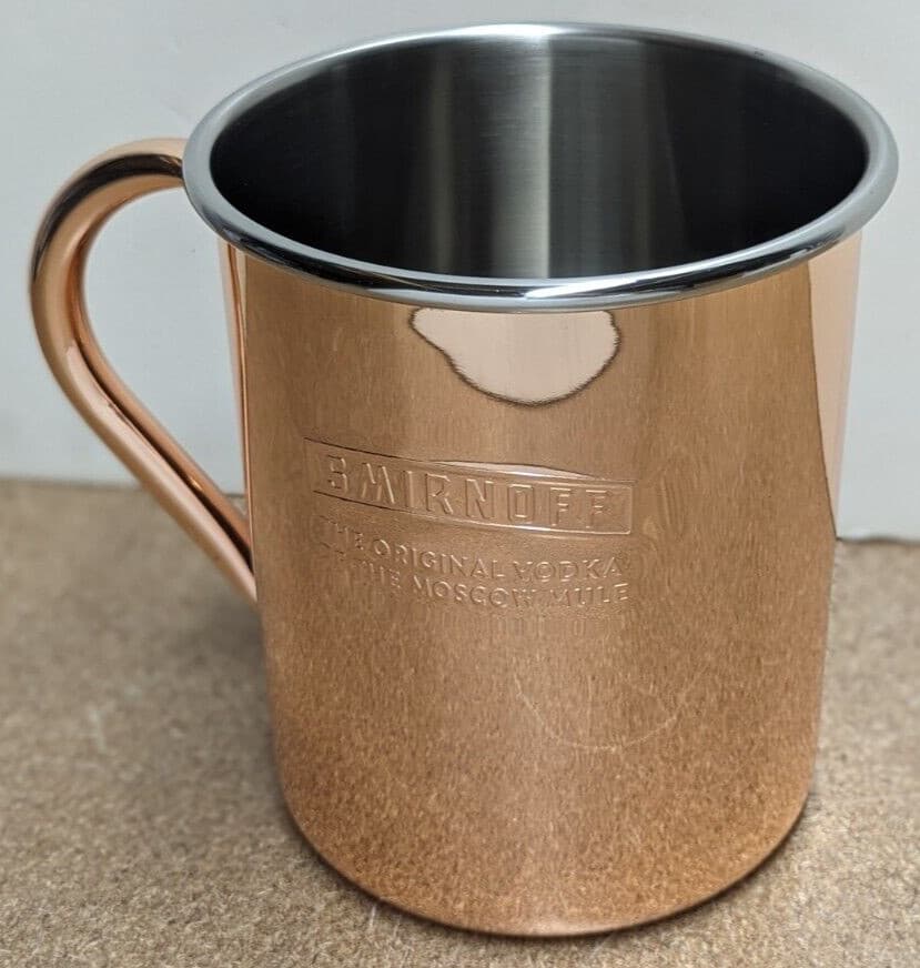 New Smirnoff Original Vodka Moscow Mule Serves 6 Person Group Copper Mug 7 3/4"H 4