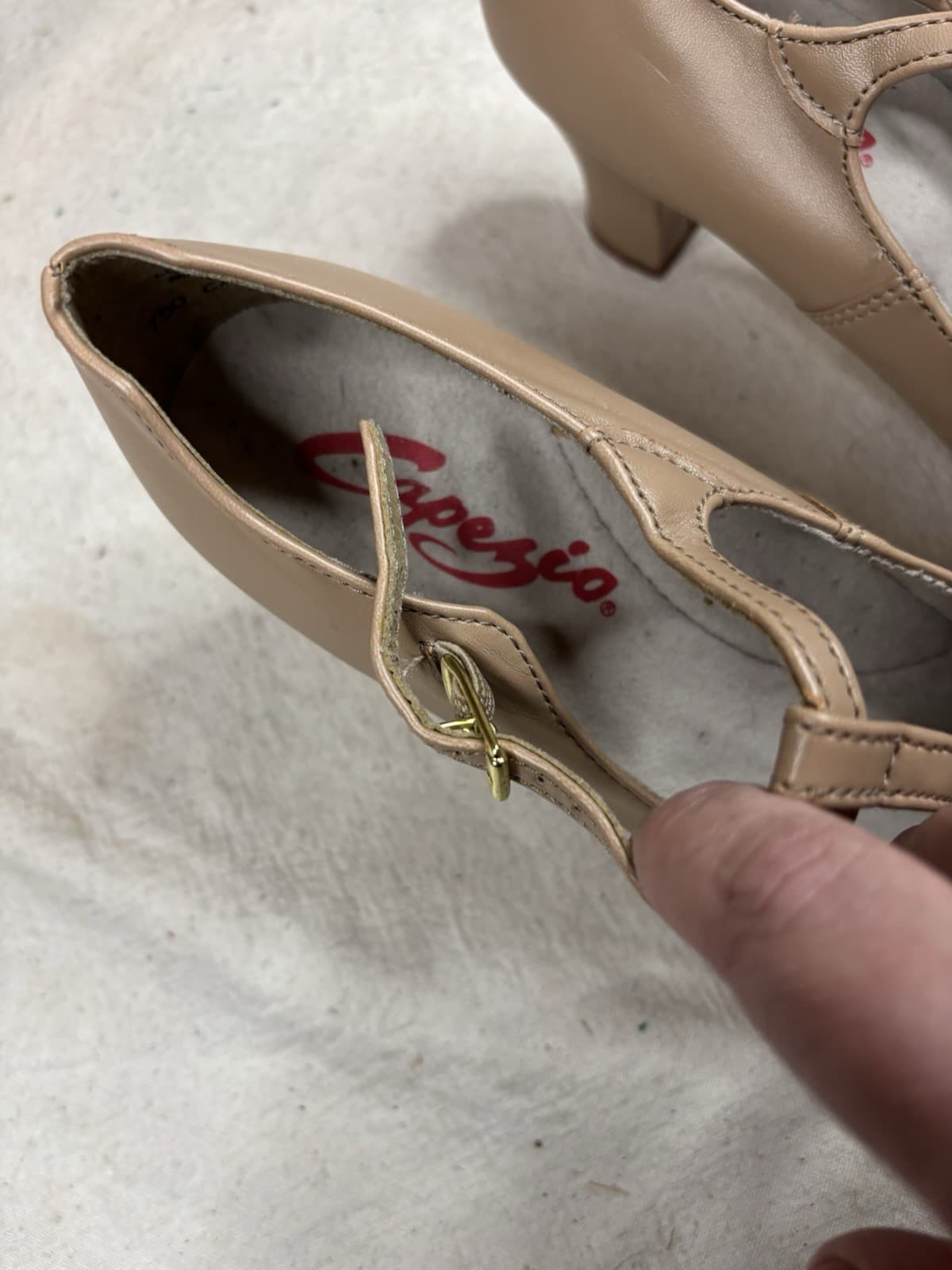 Capezio Dance Nude Camel Leather Tstrap High Heel Shoes, Pumps Women's Size 9 M 3