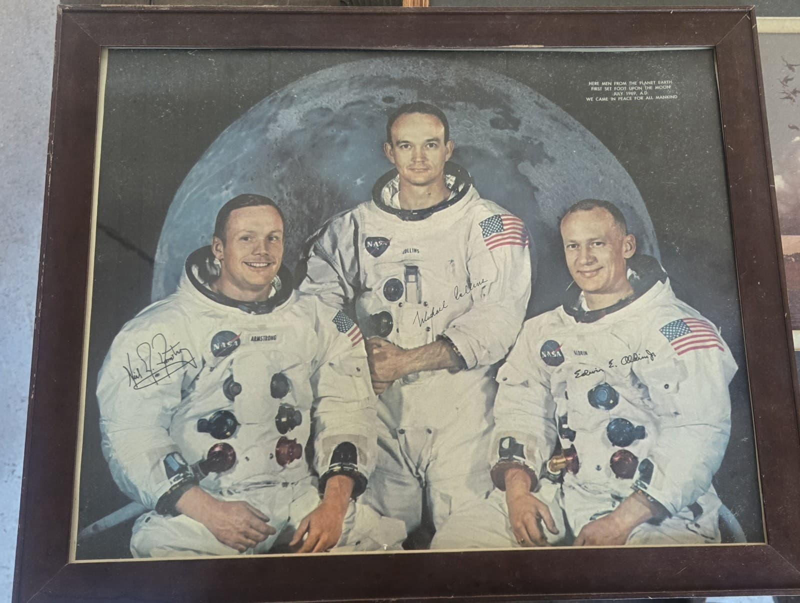 1969 Original Signed Poster  APOLLO 11 NASA Moon, Armstrong, Aldrin Collins