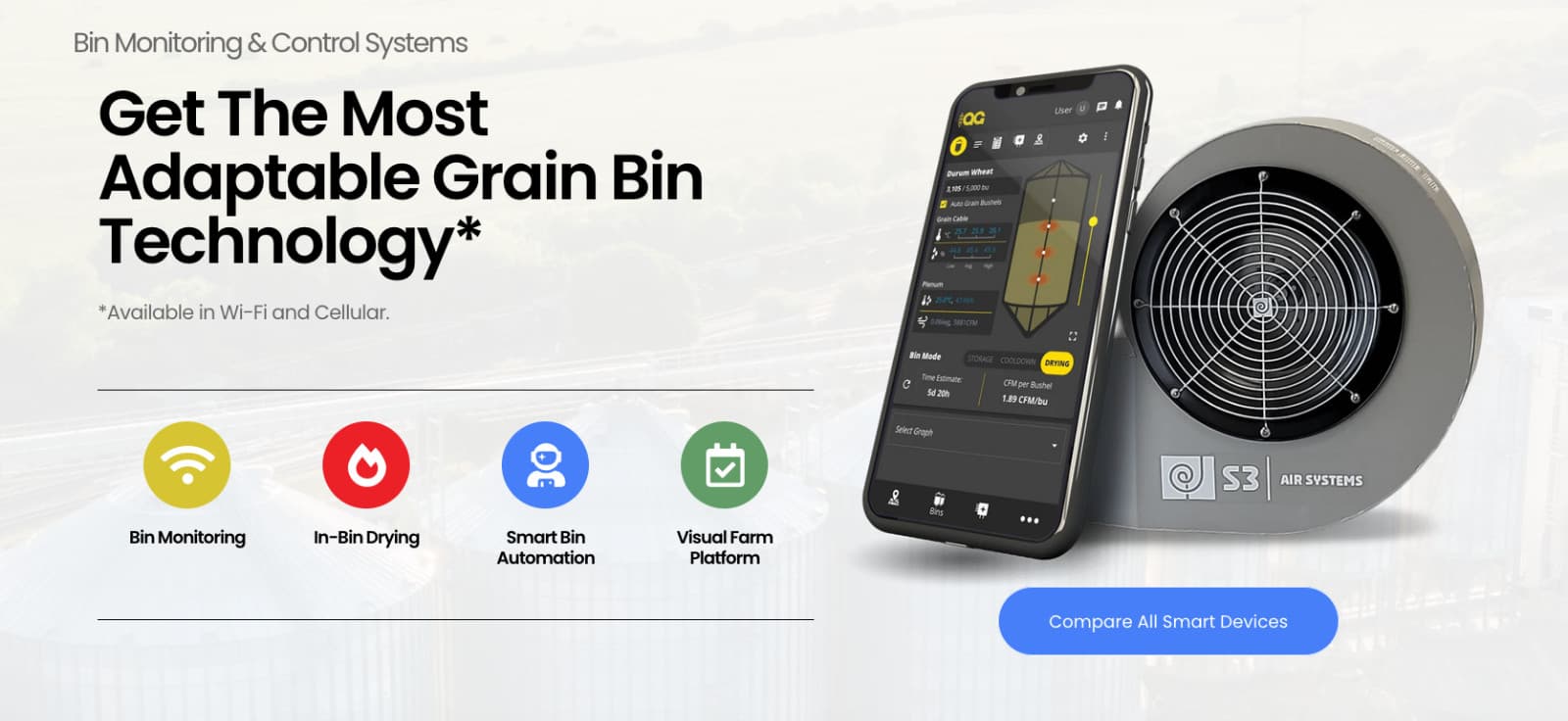 S3 Aeration Fan Single phase 7.5 HP Canadian made Fan Automation Control ready 4