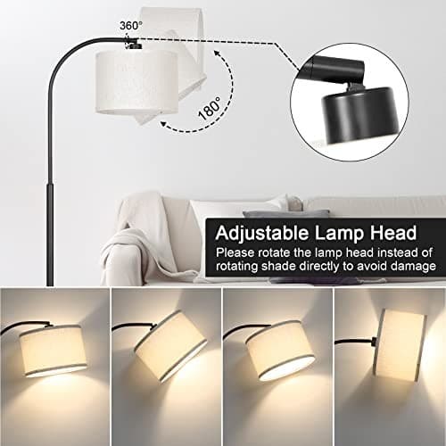  Modern Floor Lamp for Living Room, Arc Floor Lamp with Adjustable Black 5