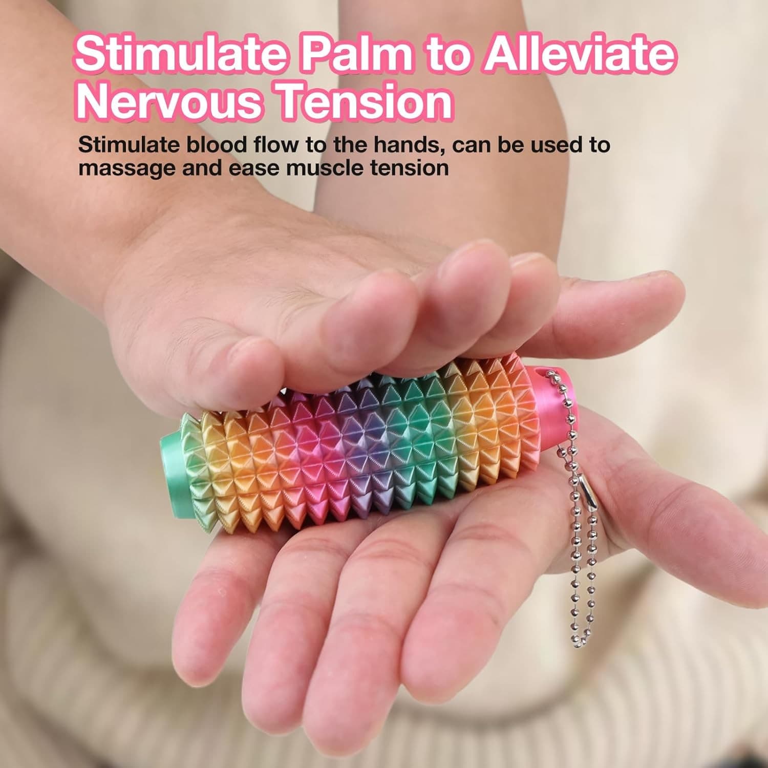 Little Ouchies Pain Stim Fidget Toys,Spiky Grippy Keychain, Rainbow  4