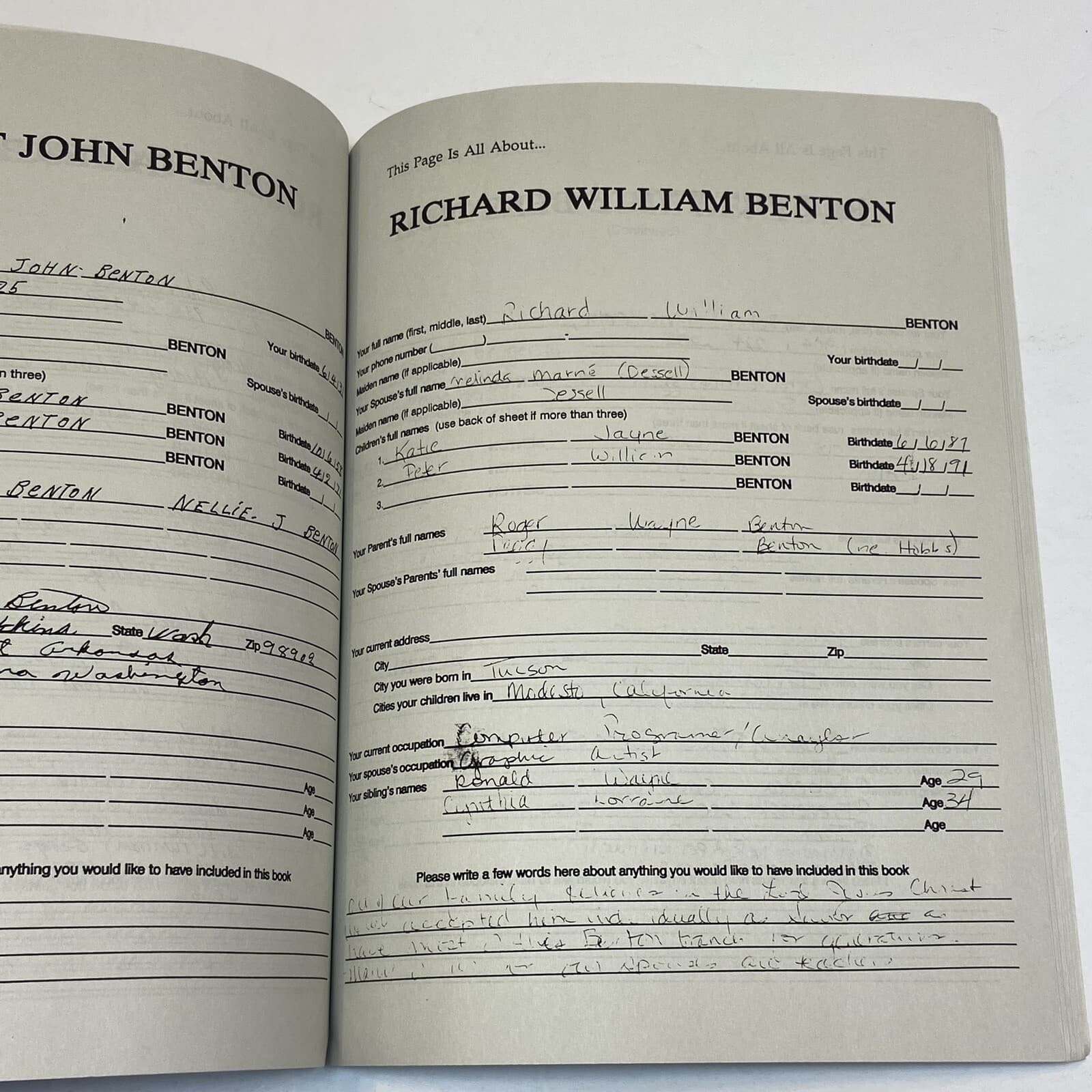 Who's Who of American Bentons Family History Genealogy Self Submitted Forms USA 6
