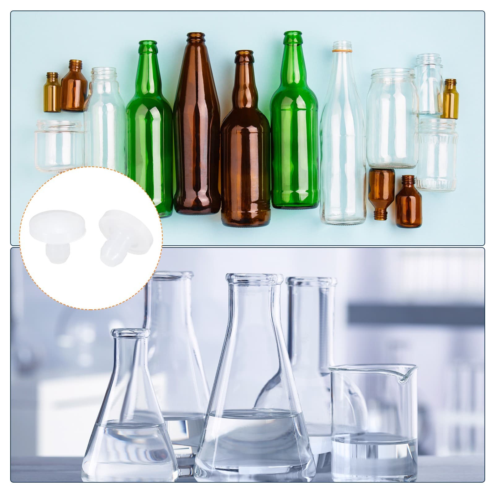 25Pack Silicone Plugs Rubber Round Hole Plugs for 2.5-3mm Hole Translucent 6