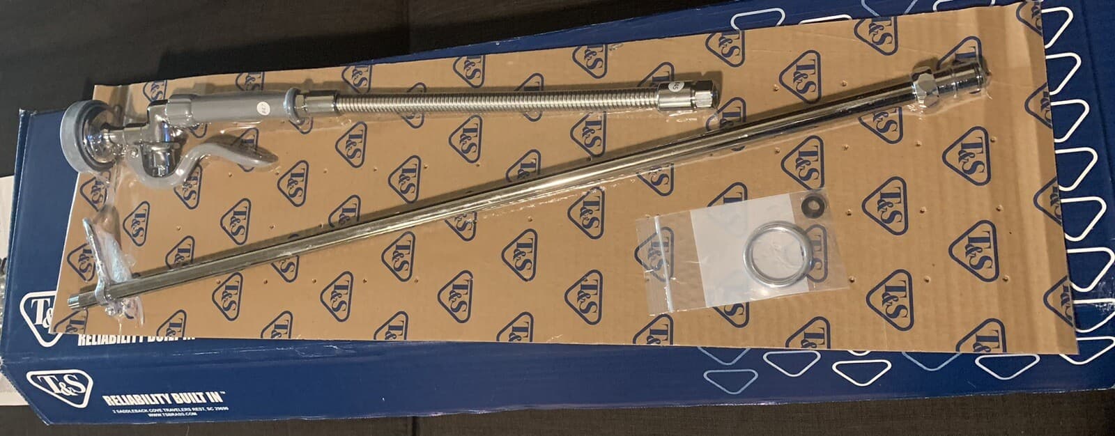 T&S EasyInstall 8" Wall Mount 12" Add On Faucet Pre-Rinse Unit - Silver 3