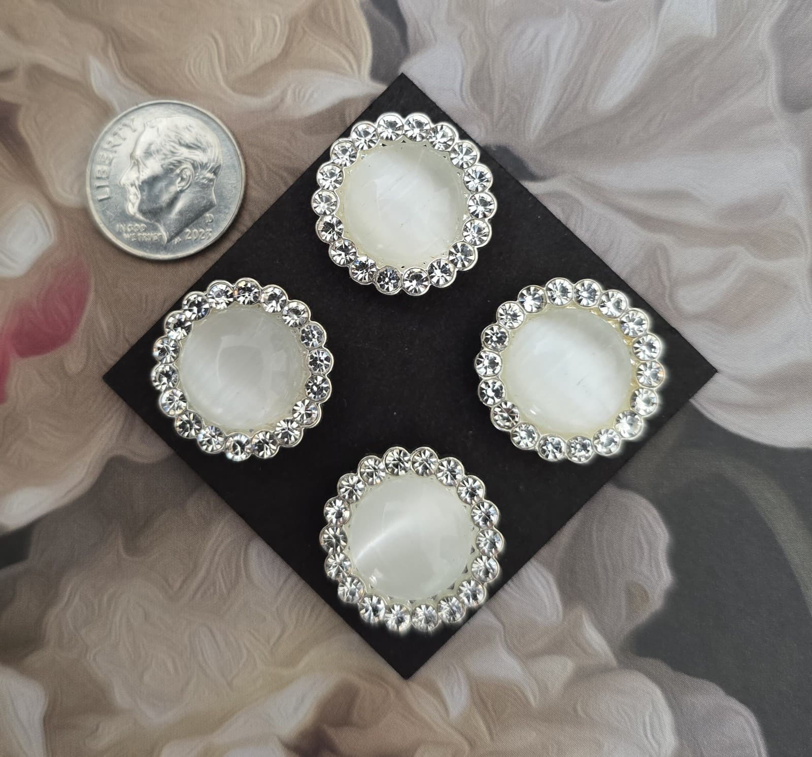 4 White Glass Magnetic Pins . Horse Show Saddleseat Western.  Sash, Dress Magnet 2