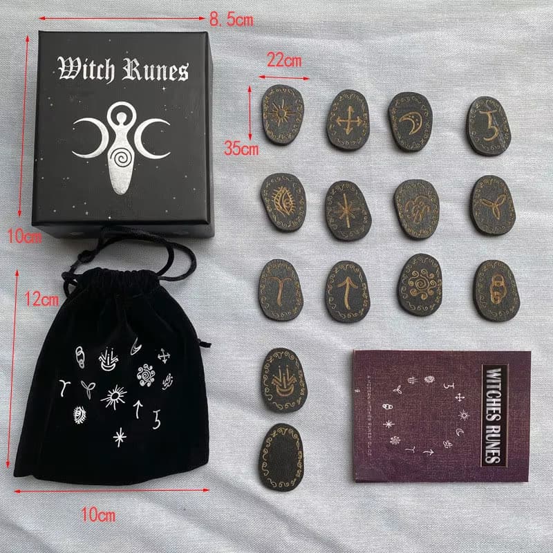 14 Pcs Wood Runes Stone Set Witches Rune Set Engraved Rune Symbol for Divination 6