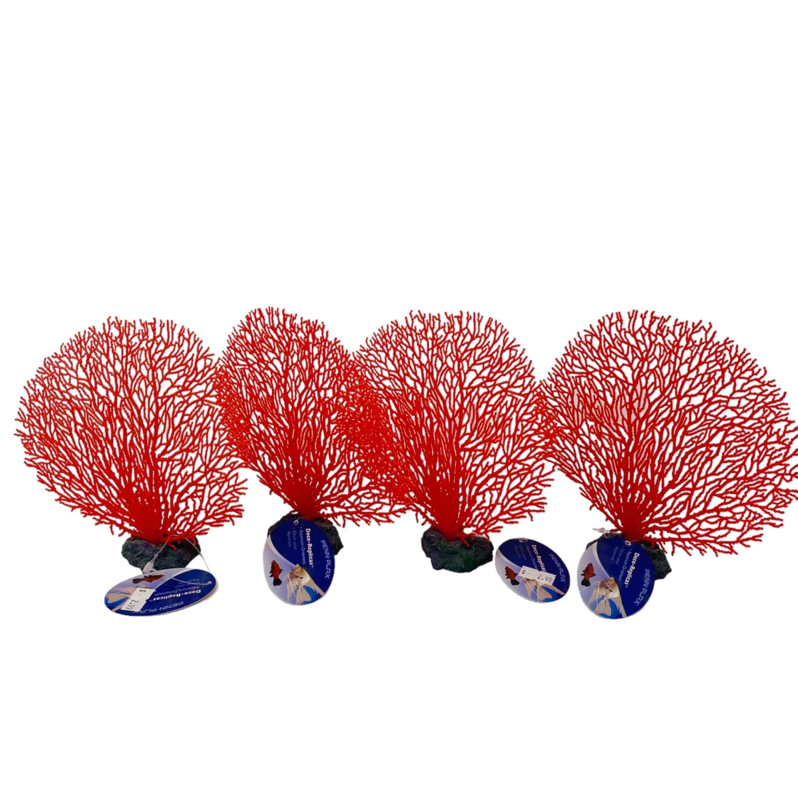 Penn-Plax Red Fan Coral 4 pack Red Aquarium Fish Tank Plant Foliage Decoration