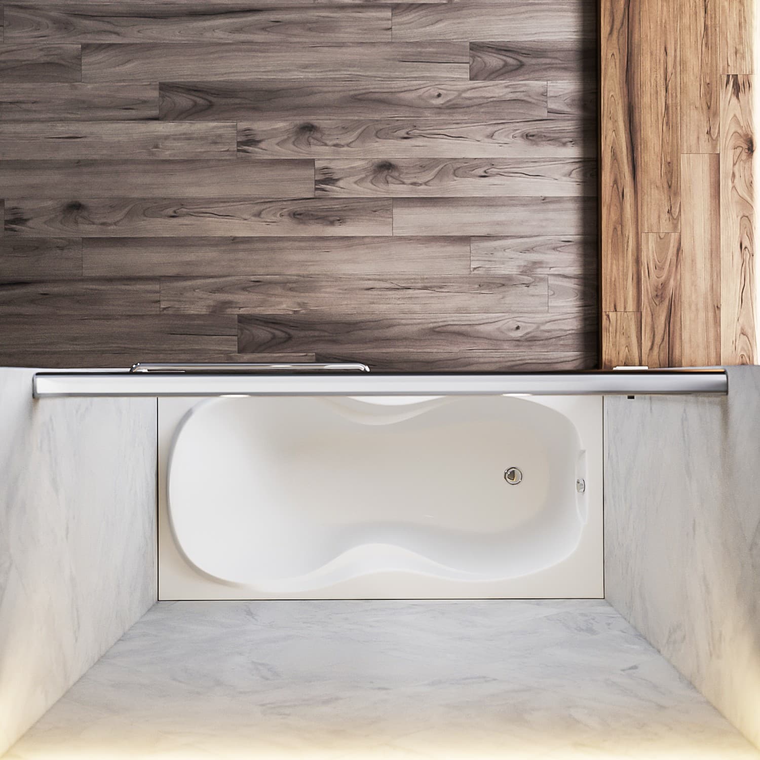 SUNNY SHOWER Bathtub Shower Door 60" x 57 3/8'' Shower Tub 1/4" Glass Panel 6