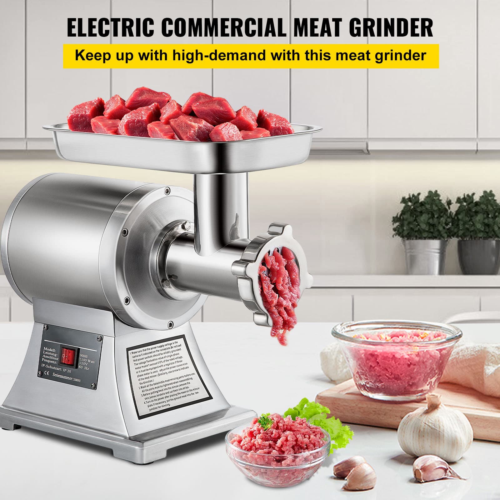 1.5HP Commercial Electric 550lbs/h Meat Grinder Heavy Duty Sausage Stuffer 2