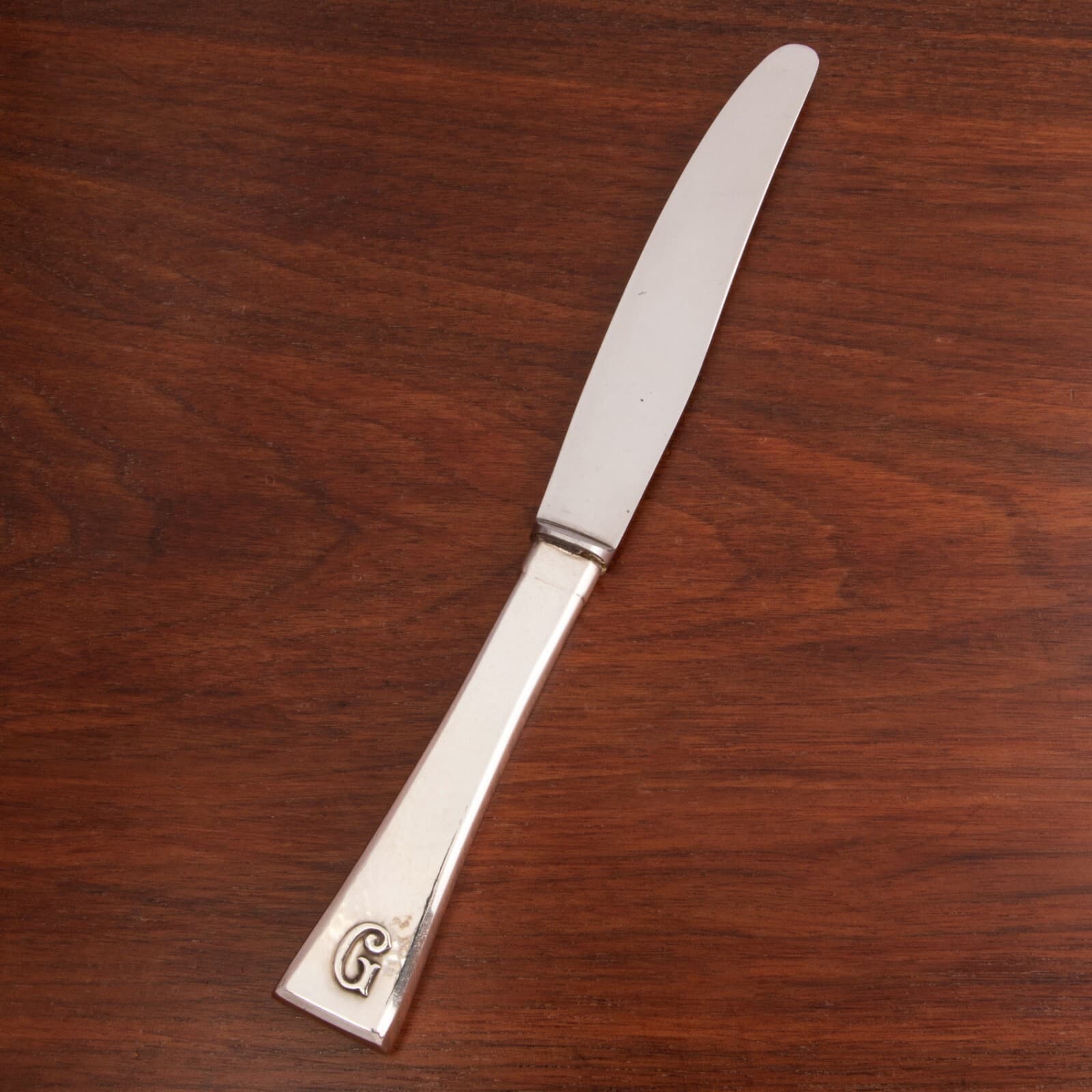 CARL POUL PETERSEN CANADIAN HANDHAMMERED STERLING HANDLED DINNER KNIFE VIKING