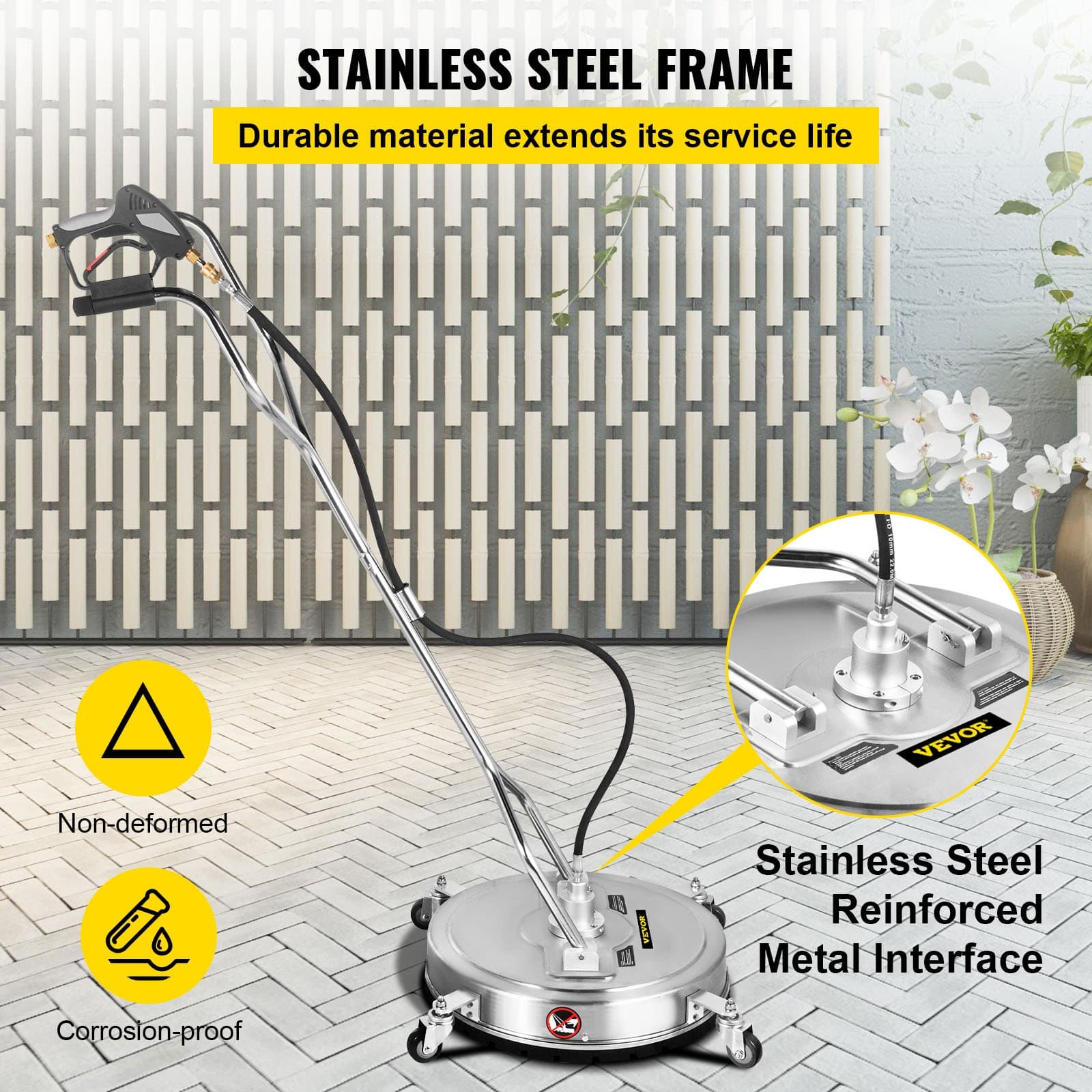 21" Pressure Washer Surface Cleaner 4000PSI Dual Handle Quick Connect 4