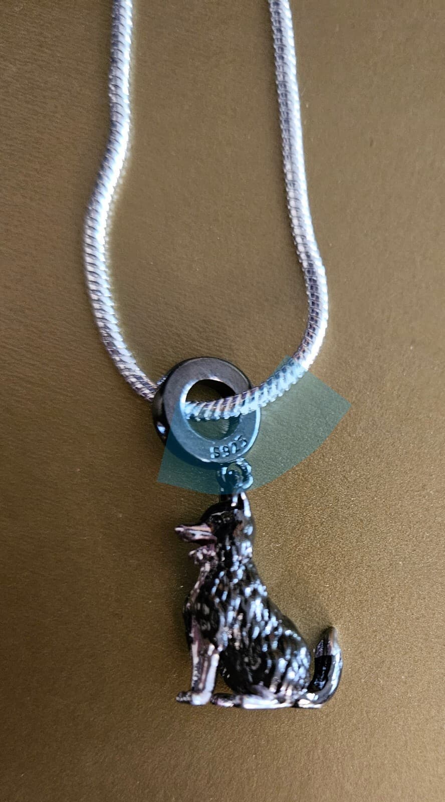 Sterling Silver 925 Border Collie Dog Crystal Charm & Necklace Jewelry  FS 4