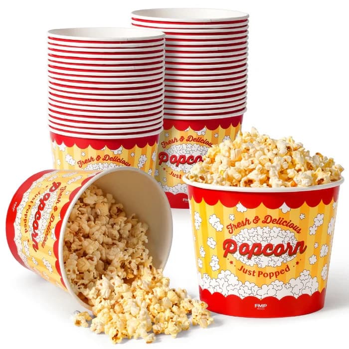 (150-Pack) 85oz Round Paper Movie Theatre Concession Popcorn 2
