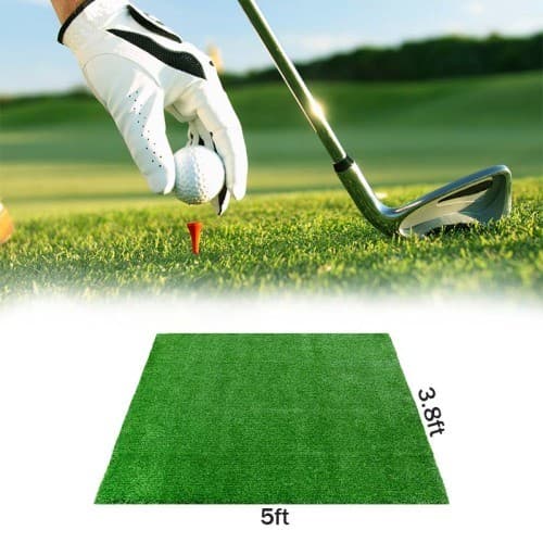 Real Feel 3.8x5Ft Golf Hitting Mat  Large Dual Turf Alignment & Angle of Approac 3