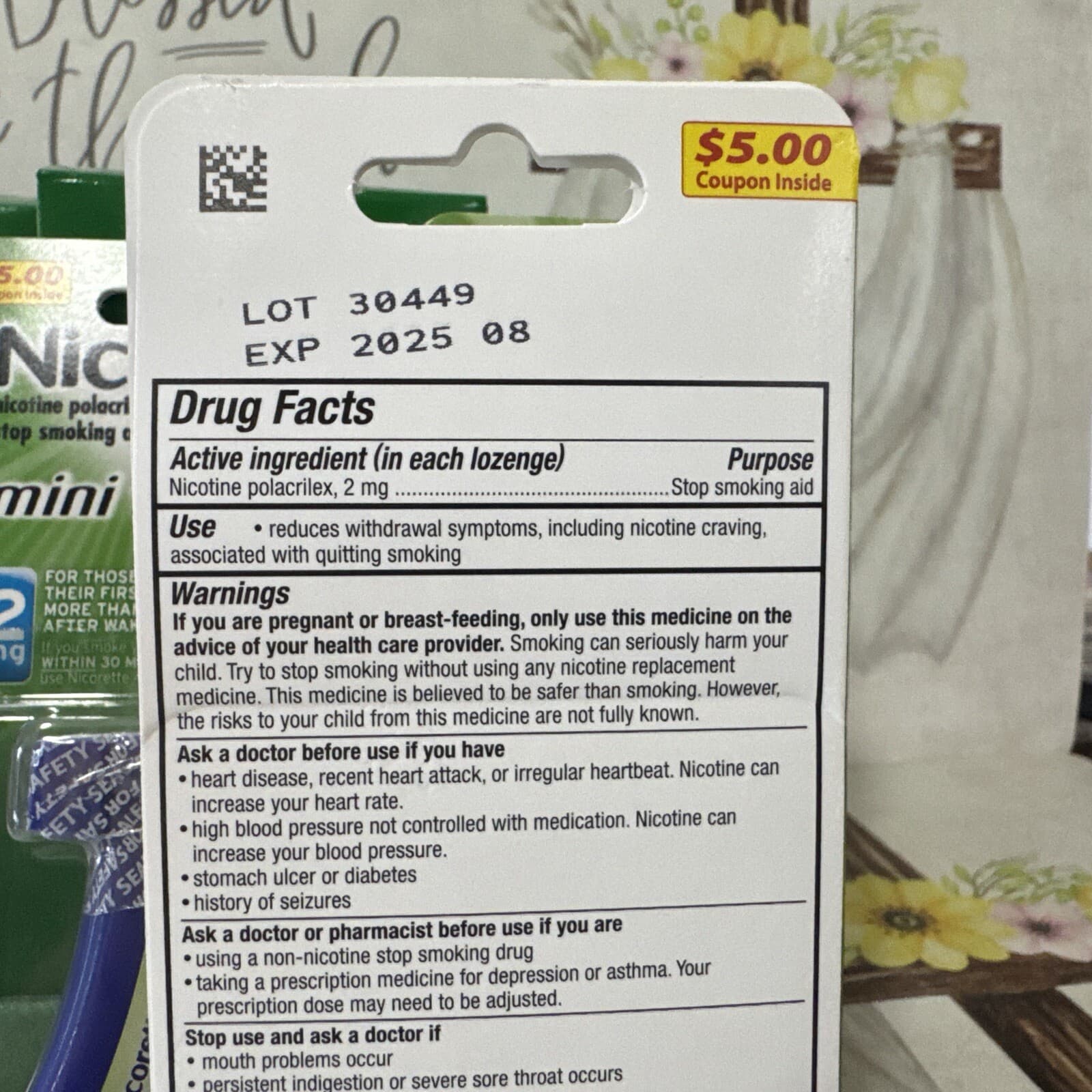 Nicorette Mini Lozenge 2mg Mint Flavor 240 Min, 20 Ct Lozenges Exp:08/2025 4