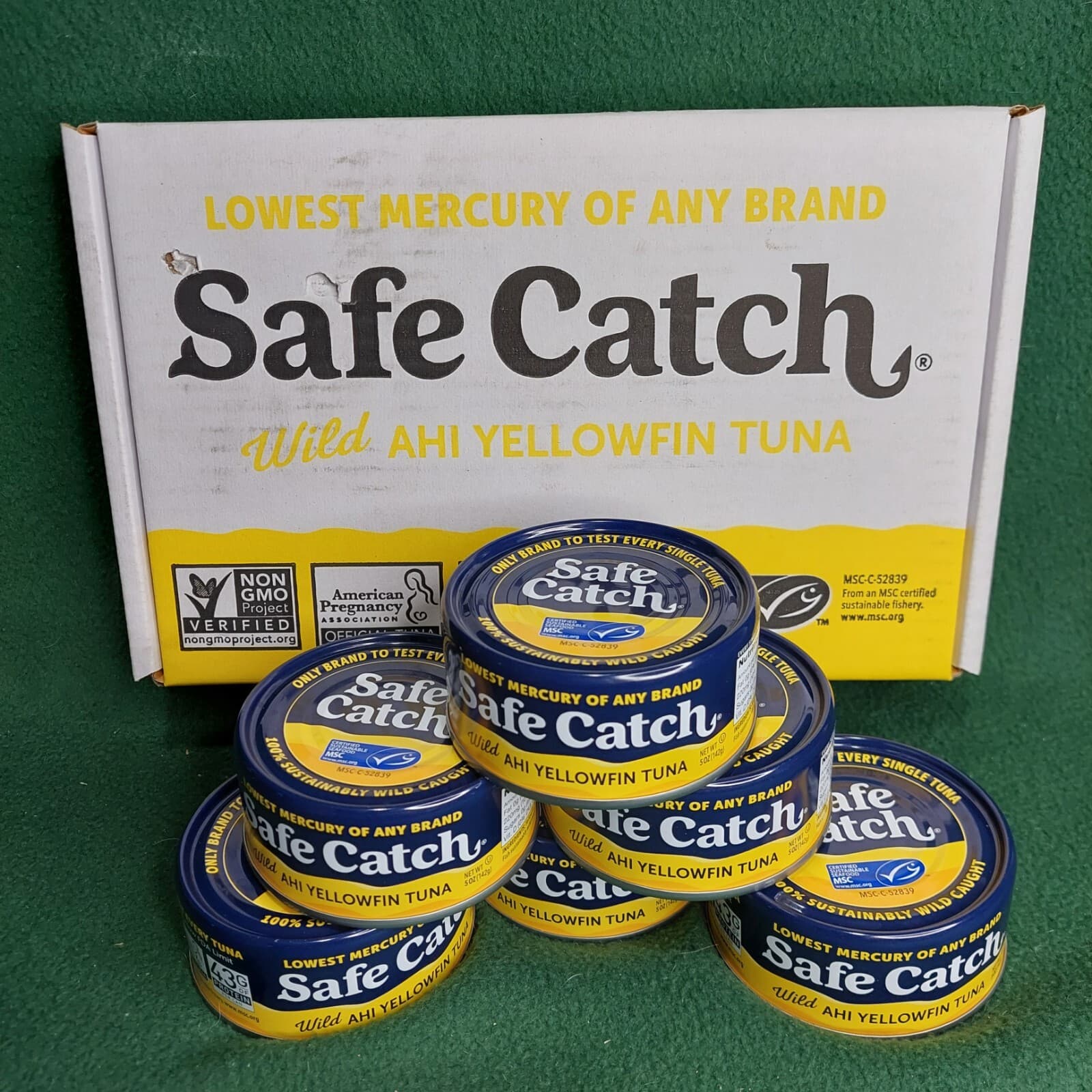 Wild Ahi Yellowfin Tuna 5 Oz canned Case Of 6 Cans By Safecatch EXP 10/2027