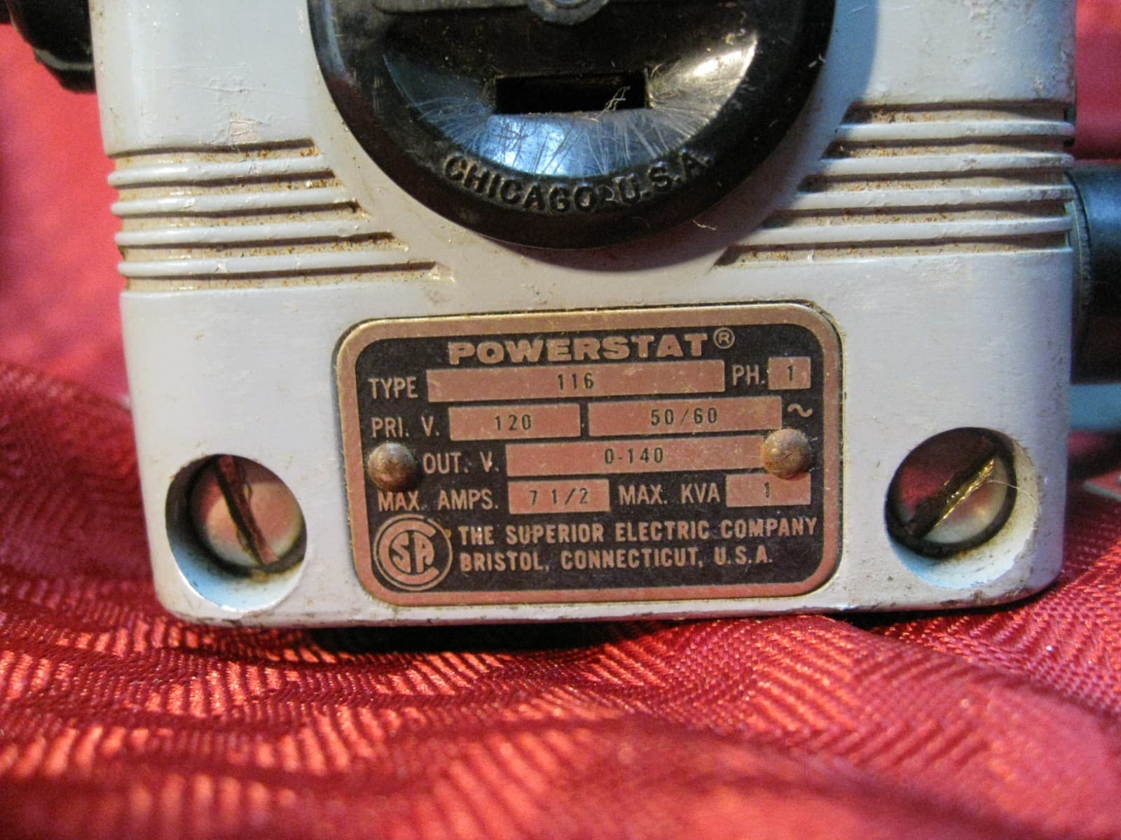 Powerstat 116 Variable Autotransformer Transformer 7.5A 0-140V 120V Input variac 3