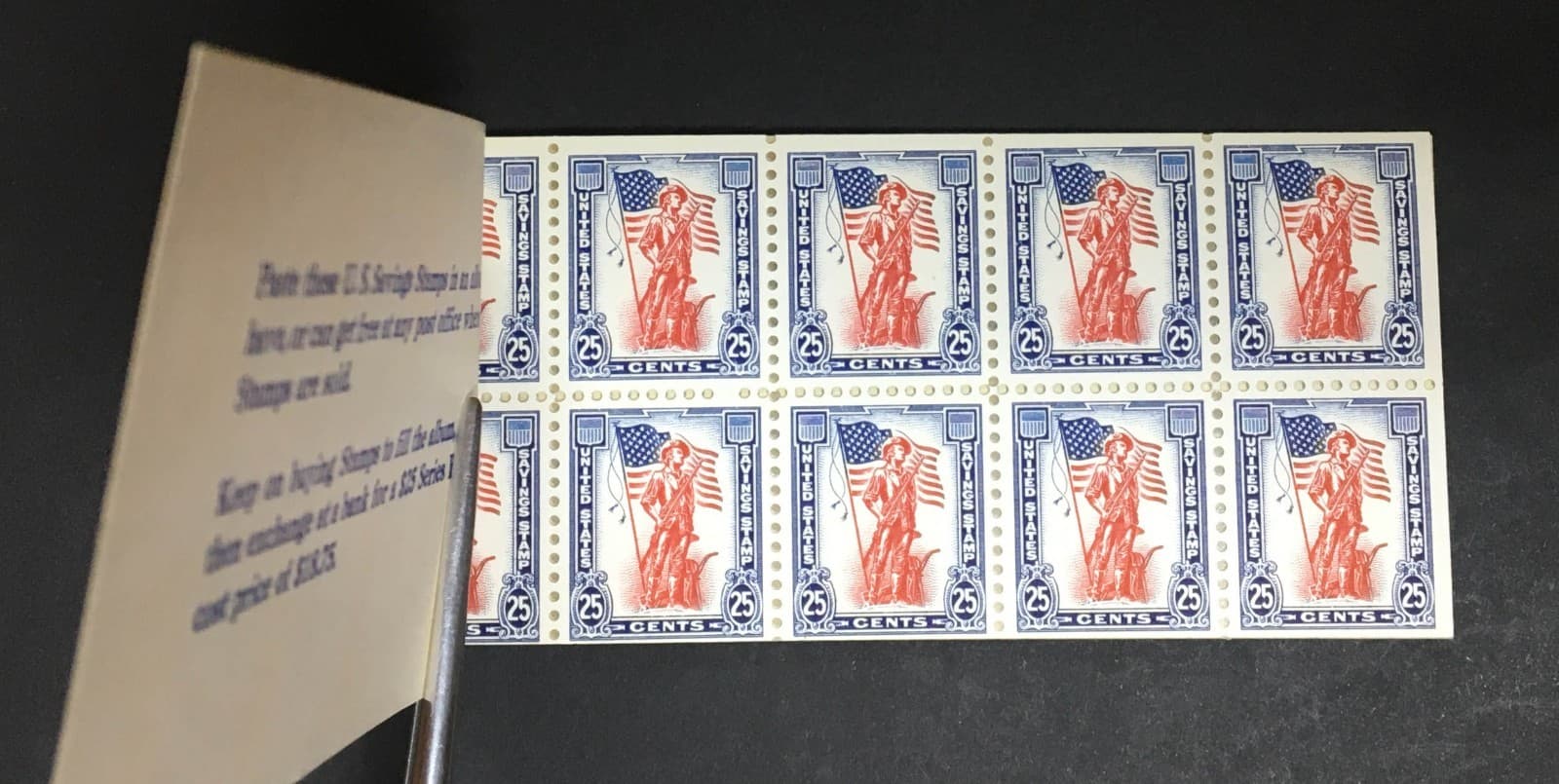 MOMEN: US STAMPS #S7a SAVINGS COMPLETE BOOKLET 2 PANES MINT OG NH LOT #95928 3