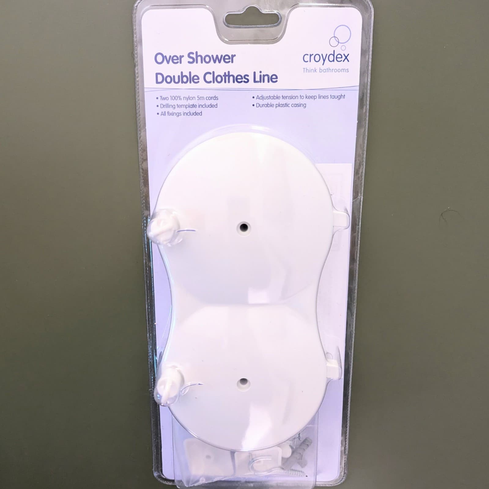  CROYDEX Over Bath or Shower Double Retractable Clothes Lines, WITH ALL HARDWARE 2
