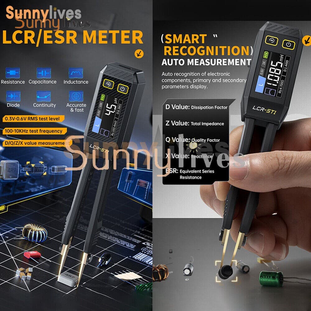 FNIRSI LCR-ST1 Smart Tweezer LCR SMD ESR Tester Ohm Capacitance Diode Test  4