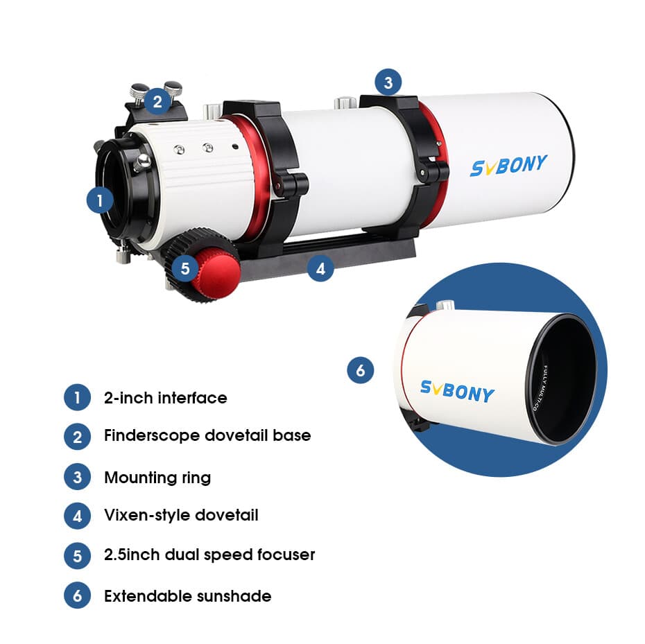 SVBONY SV550 Astronomical Telescope 80mm Refractor OTA Triplet APO for Deep Sky 6