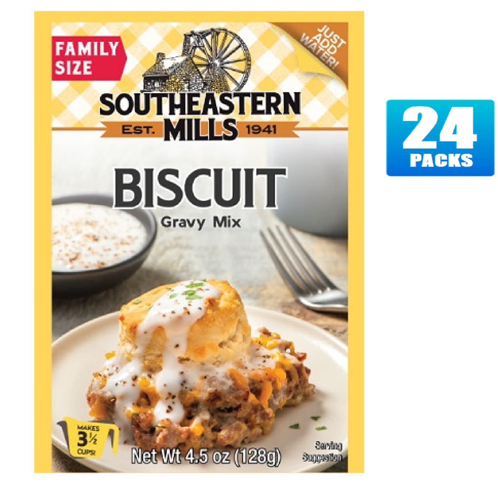 24x Packs Southeastern Mills Biscuit Gravy Mix, Family Size - 4.5oz Each