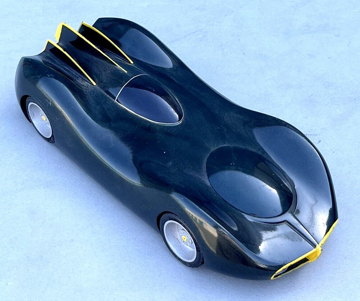 Vintage Batman Batmobile Bat Mobile Miniature Prop Replica Wood Display 16x6.5" 3