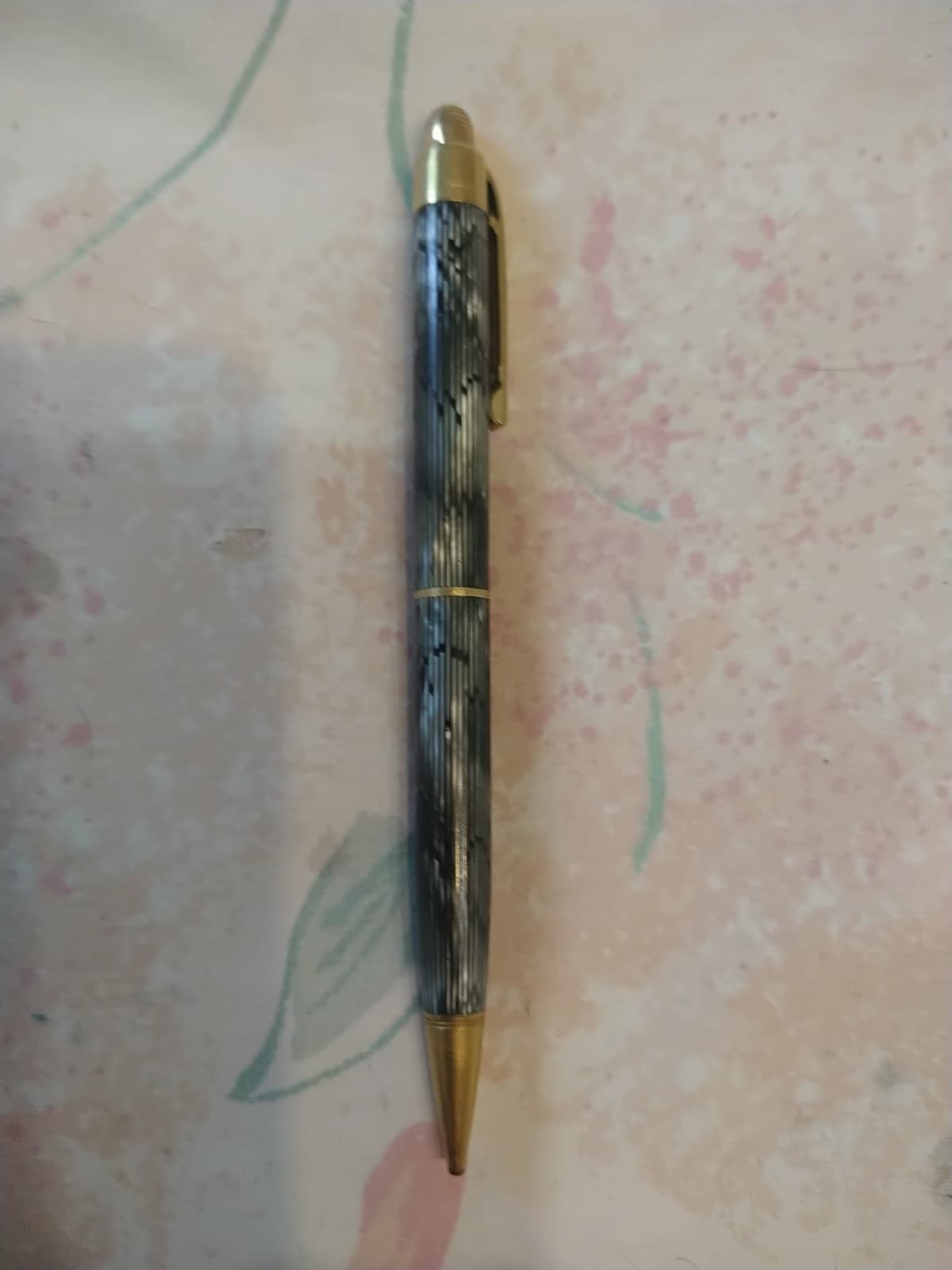 Eversharp Moire Striated Grey Resin Gold Filled Trim Pencil USA Made 3