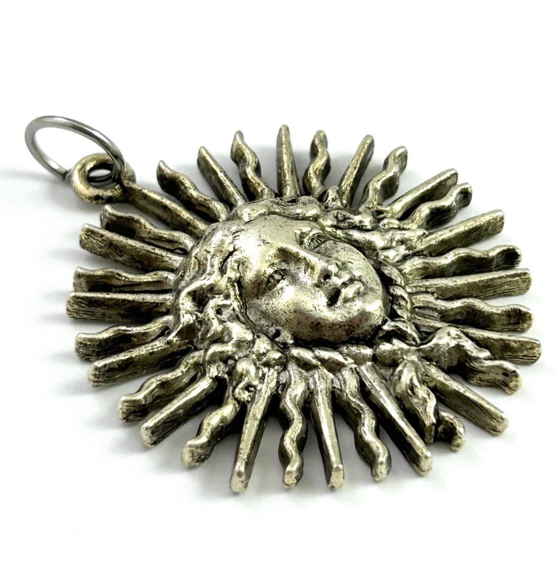 Vintage Pendant Sun Goddess Large Charm Silver Tone Metal Vintage Jewelry 4