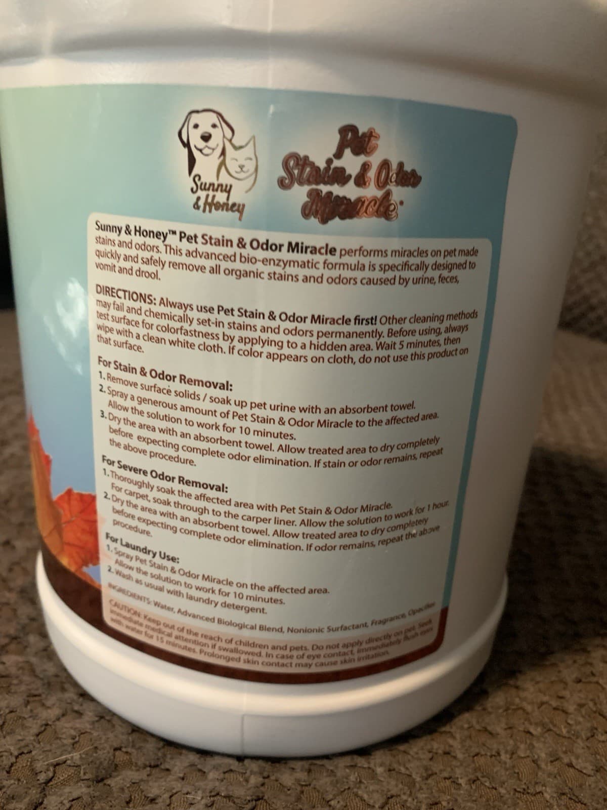 Sunny & Honey Pet Stain & Odor Miracle 1 Gallon Fall Spice Rare Scent $54 Retail 3