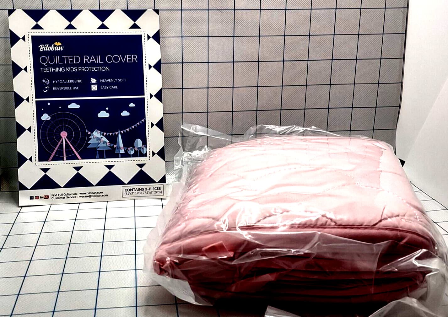 Biloban Pink Padded Crib Rail Cover Teething Protector Baby Infant 3