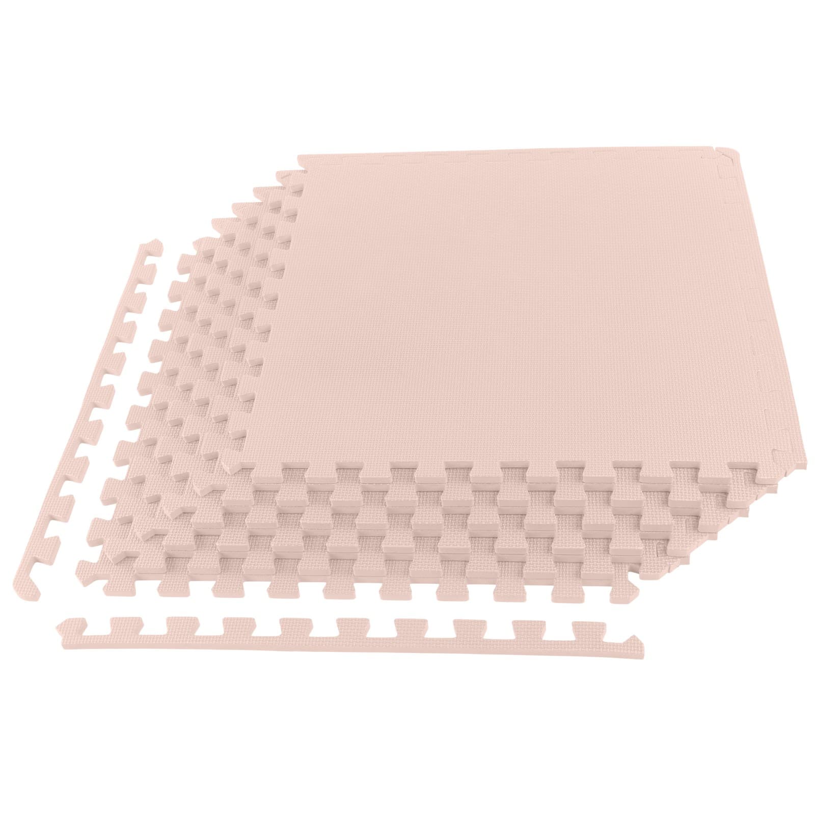 Foam Floor Tiles 24sqft Soft Nontoxic Baby Play Mat Foam Puzzle Mat, Light Pink
