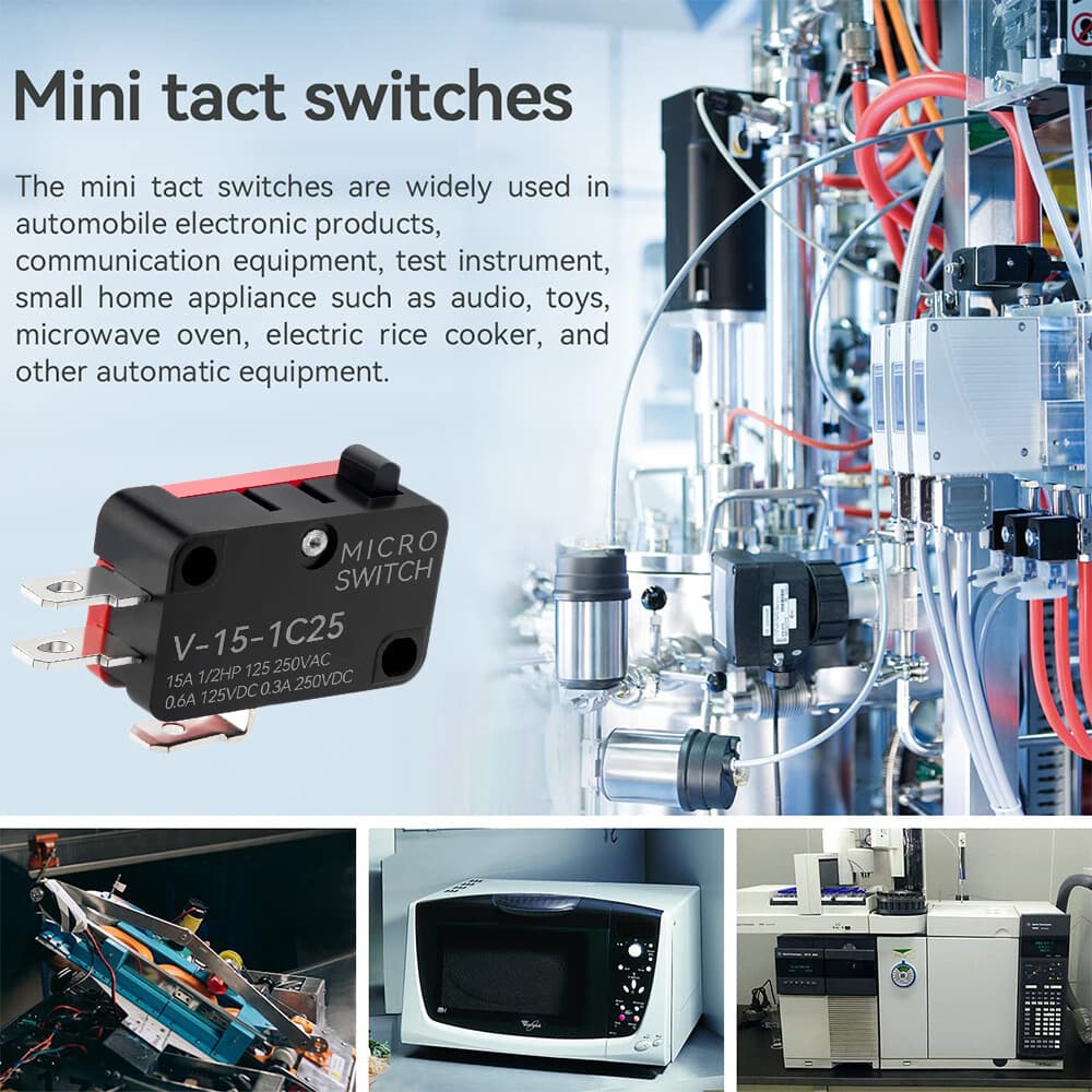10PCS Snap Action Button Micro Limit Switch V-15-1C25 SPDT Momentary AC 250V 15A 2