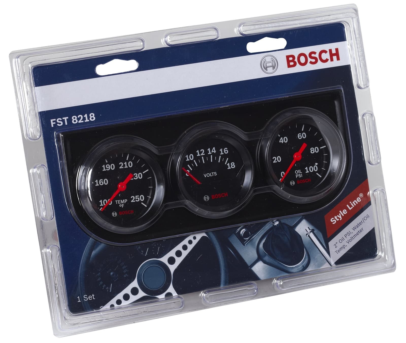 	Bosch SP0F000054 Style Line 2" Triple Gauge Kit Black Dial Face Black Bezel	 3