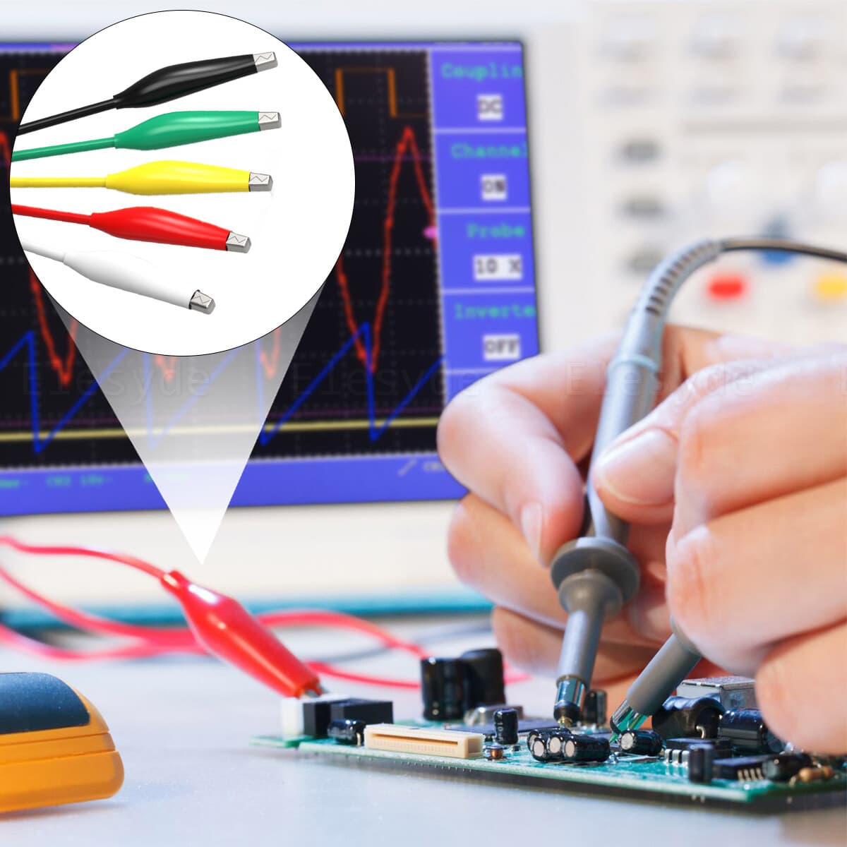 10PCS Metered Color Insulating Test Lead Cable Set Double Ended Alligator Clips 6