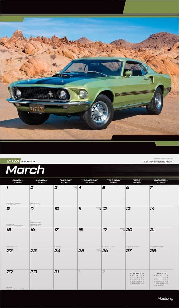 Ford Mustang OFFICIAL | 2026 14x24" Deluxe Wall Calendar | Plastic-Free 3