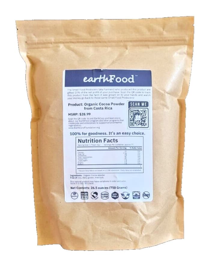 1.5 Lbs Organic Cocoa Powder, from Costa Rica.   (750 g) by EarthFood