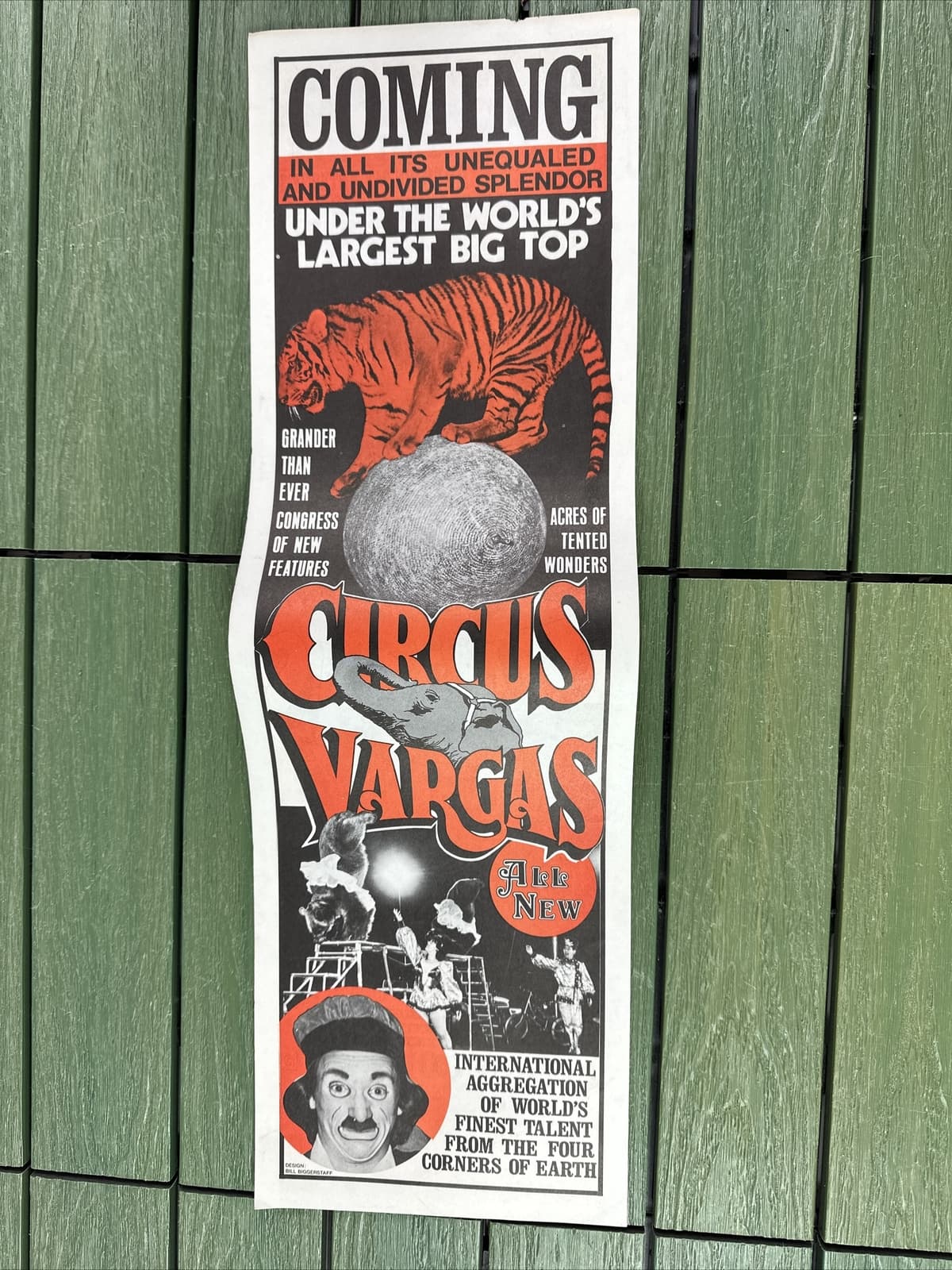 Circus Vargas Tiger ORIGINAL Vintage 1976 Poster 7" By 22"