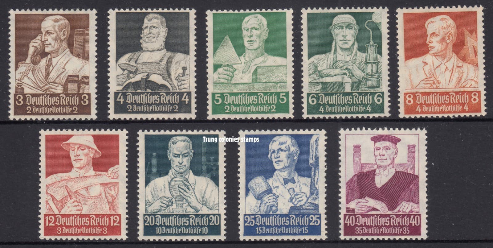 Germany Empire 1934 Charity Stamps - Germany at Work (9v) MNH