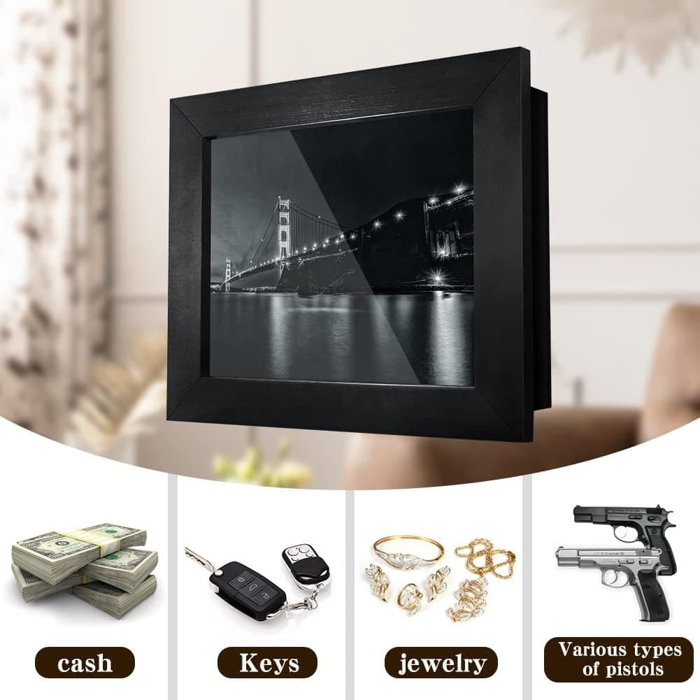 Elegant Wooden Picture Frame with Hidden Gun Safe & Valuables Storage 5